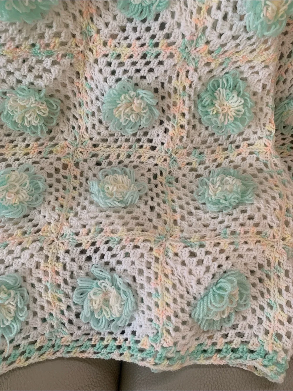 Handcrafted Crocheted Blanket Afghan Throw 44” x 48”